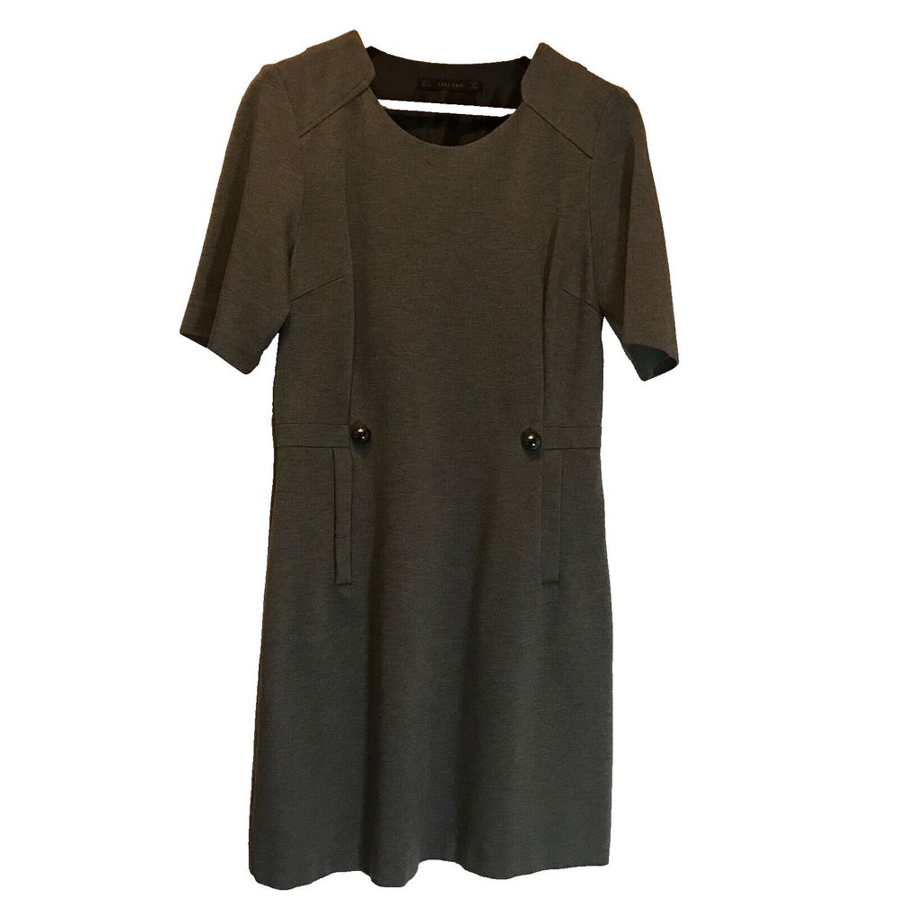ZARA BASIC Sheath Button Dress Gray Heather Size L